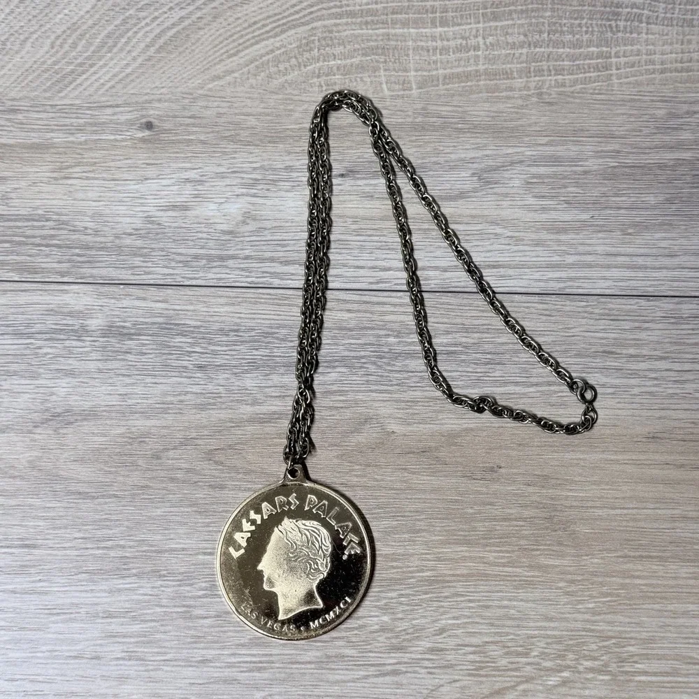 Las Vegas Casino Token Lot McCarran Airport Silver Gaming Coin Necklace Set